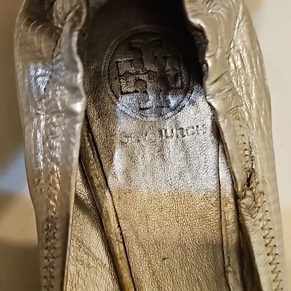 Tory Burch Silver Ballet Flats size 7